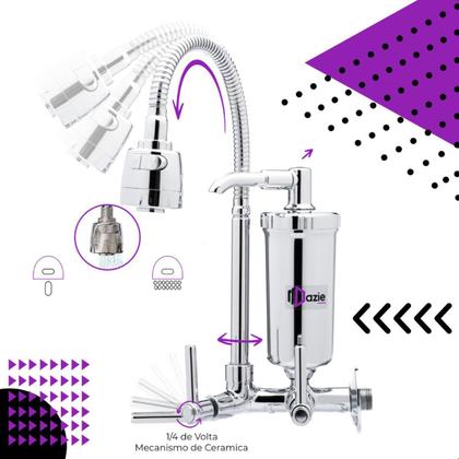 Imagem de Torneira Gourmet com Filtro Bica Móvel Flexível Inox Articulada Chuveirinho Cozinha Pia Parede