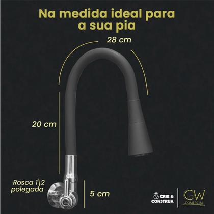 Imagem de Torneira Gourmet Cone Black Matte Metal Parede 1/4 de Volta