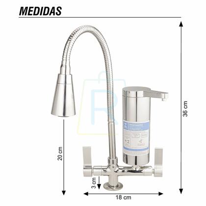 Imagem de Torneira Gourmet Cozinha Com Filtro Bancada Mesa Pia em Metal Dois Jatos Flexível 1/4 de Volta