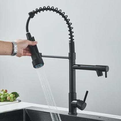Imagem de Torneira Gourmet Cozinha Luxo Aerador Dois Jatos Monocomando Misturador Agua Fria Quente Area Mesa Pia Bancada Sofisticado Area Externa