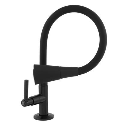 Imagem de Torneira Gourmet Cozinha Mesa Bancada Pia Flexível 2 Jatos Preta ABS