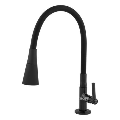 Imagem de Torneira Gourmet Cozinha Mesa Bancada Pia Flexível 2 Jatos Preta ABS