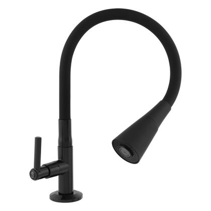 Imagem de Torneira Gourmet Cozinha Mesa Bancada Pia Flexível 2 Jatos Preta ABS