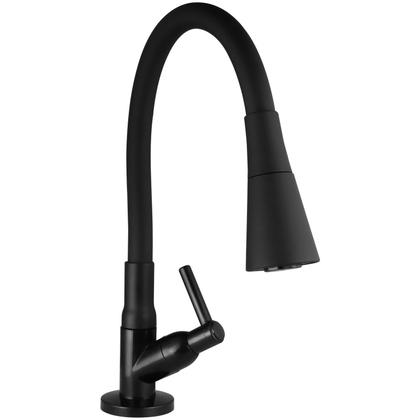 Imagem de Torneira Gourmet Cozinha Mesa Bancada Pia Flexível 2 Jatos Preta ABS