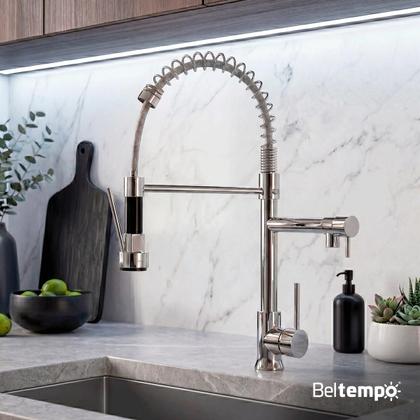 Imagem de Torneira Gourmet Cozinha Monocomando Inox Bancada Beltempo