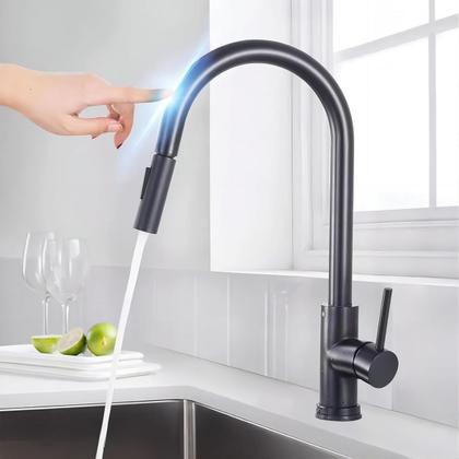 Imagem de Torneira Gourmet Cozinha Touch Preto Fosco Monocomando Domum