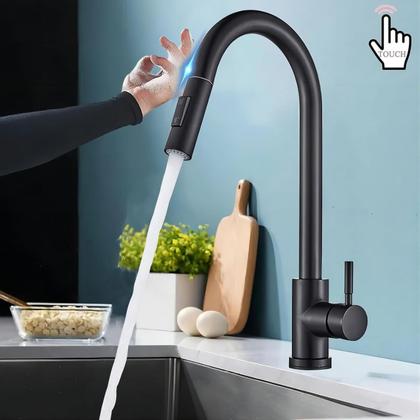 Imagem de Torneira Gourmet Cozinha Touch Preto Fosco Monocomando Domum