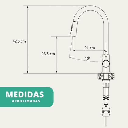 Imagem de Torneira Gourmet de Bancada Alta Aço Inox Com Bico Extensor Água Quente Fria Cromada Fosca Luxo