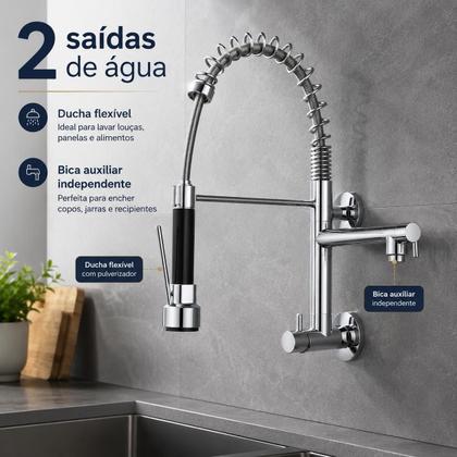 Imagem de Torneira Gourmet De Parede Belcca Cromada 50cm 2 Saídas TG50CPZ