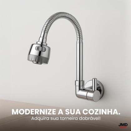 Imagem de Torneira Gourmet de Parede Cromada com Bica Flexível e Arejador Econômico