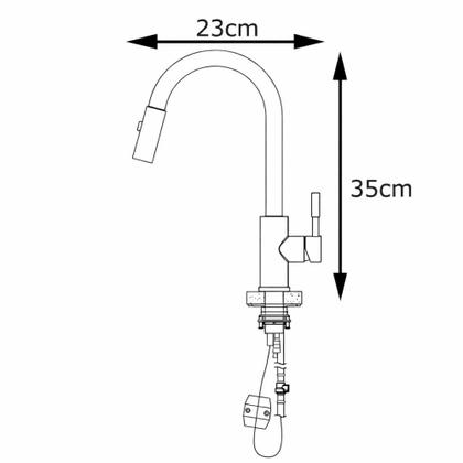 Imagem de Torneira Gourmet de Pia Para Cozinha Bancada com Bico Alto Extensível 50cm Luxo Com Misturador Monocomando Água Quente e Fria