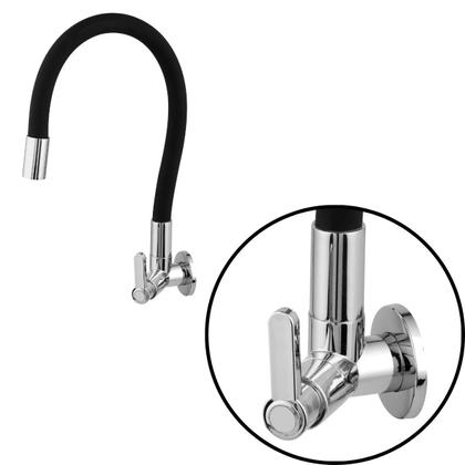 Imagem de Torneira Gourmet Flexível Para Cozinha De Parede 1/4 De Volta Da Linha Color Preta Com Cromado