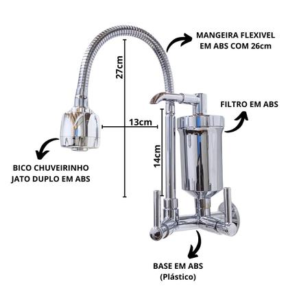Imagem de Torneira Gourmet Flexível Parede ABS C/ Filtro Chuveirinho
