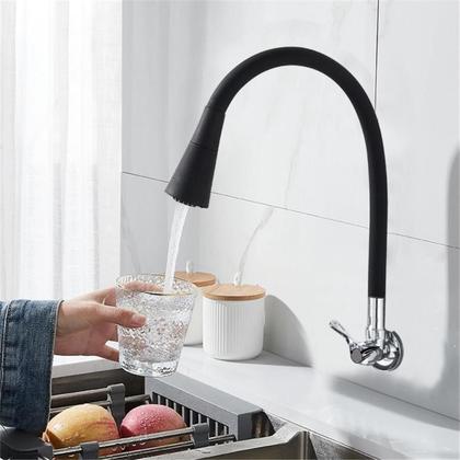 Imagem de Torneira Gourmet Luxo Flexível Cozinha/Pia Parede 2 Jatos preto
