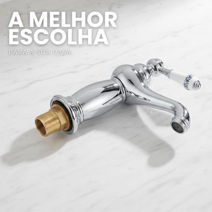 Imagem de Torneira Gourmet Misturador Água Quente Fria Bancada Banheiro Lavabo Lavatório Metal Estilo Vintage