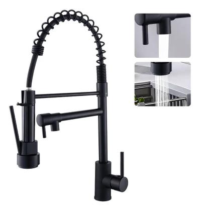Imagem de Torneira Gourmet Monocomando Cozinha Spray Ducha Extensível Escovado Gourmet Pia Inox 304 Qualidade Premium Preta