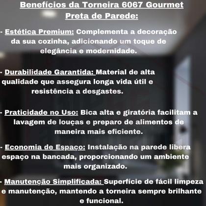Imagem de Torneira Gourmet para Cozinha Parede Mesa Pia Cano Flexível Dois Jatos Cano Cone Luxo Preto