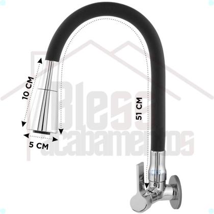 Imagem de Torneira Gourmet para Cozinha Parede Mesa Pia Cano Flexível Dois Jatos Cano Cone Luxo Preto