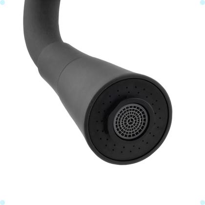 Imagem de Torneira Gourmet para Cozinha Parede Mesa Pia Cano Flexível Dois Jatos Cano Cone Luxo Preto