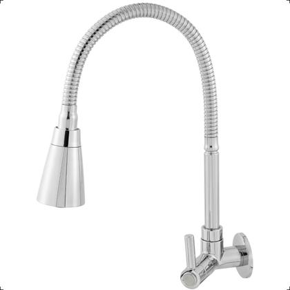 Imagem de Torneira Gourmet Parede 13D1 Full C72 Flexível Cromada Para Cozinha Churrasqueira Área Externa Dois Jatos