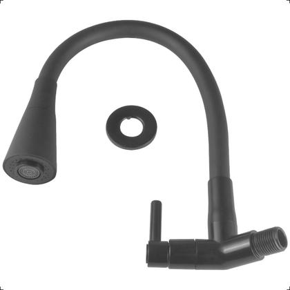 Imagem de Torneira Gourmet Parede Cozinha Pia com Bica Flexível 2 Jatos Preta em ABS