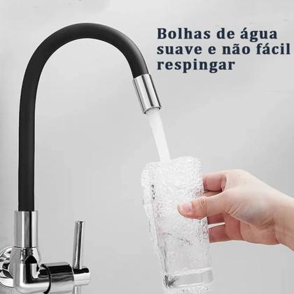 Imagem de Torneira Gourmet Parede Cozinha Tubo Flexível Silicone Com Arejador Giro 360 Graus