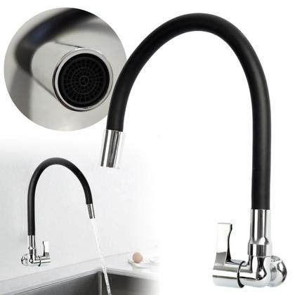 Imagem de Torneira Gourmet Parede Mangueira Flexível Silicone Corpo Metal Lavabo Banheiro Cozinha Moderna