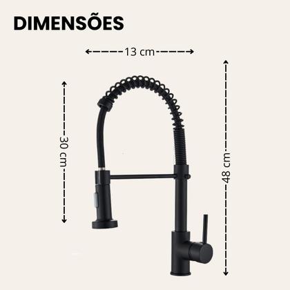 Imagem de Torneira Gourmet Pia Bancada Cozinha Chuveirinho Sofisticada Água Quente e Fria Mangueira Flexível