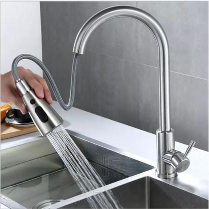 Imagem de Torneira Gourmet Pia Para Cozinha Bancada com Bico Alto Extensível 50cm Com Misturador Monocomando Água Quente e Fria Preto