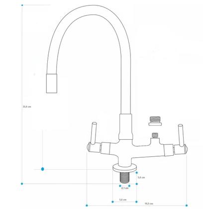 Imagem de Torneira Gourmet Preta Bica Móvel Para Bancada Pia Mesa Cozinha Saída Filtro 1/4" ou Máquina Lava Louças 3/4" 7143 C80 CORPO PRETO TP