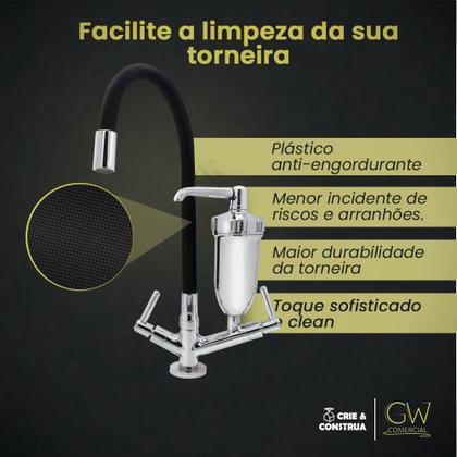 Imagem de Torneira Gourmet Slim Preto Com Filtro Bancada Mesa Crie & Construa