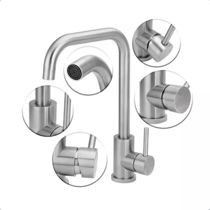 Imagem de Torneira Inox Escovado de Cozinha Monocomando Mesa Estilo Deca Docol