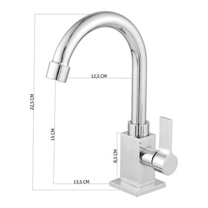 Imagem de Torneira Lavatório Banheiro Quadrada Bica Móvel Metal 1/4v CasaGrande Mundial - Um Novo Conceito.