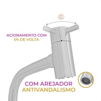 Imagem de Torneira Link Lavatório Banheiro Mesa Metal Luxo 1/4 Volta