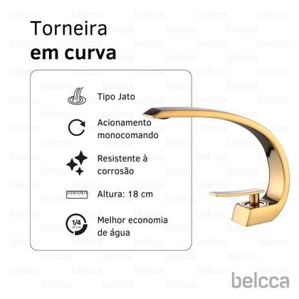Imagem de Torneira Luxo com Misturador Monocomando Dourada de Bancada Belcca TLM01D-BL