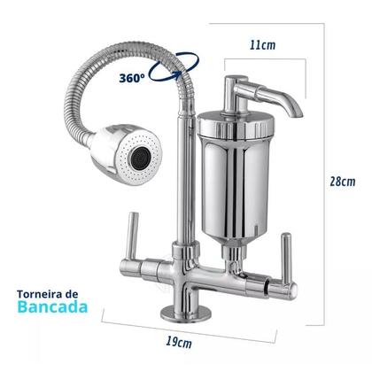 Imagem de Torneira Metal Inox Filtro Gourmet Pia Mesa Cozinha Bancada CasaGrande Mundial - Um Novo Conceito.