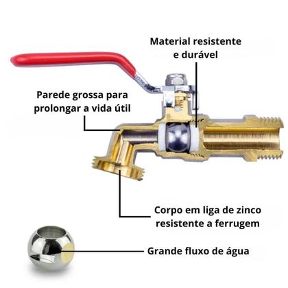 Imagem de Torneira Metal Jardim Quintal Tanque Bico 1/2 Kit 10 Un