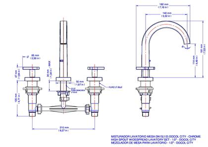 Imagem de Torneira Misturador Lavatorio 1/2 Chrome DOCOLCITY - Docol