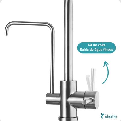 Imagem de Torneira Misturador Monocomando Cozinha Mesa c/ Saída Água Filtrada Loren Loft 2263 I82 Dn15 Inox Lo