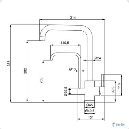 Imagem de Torneira Misturador Monocomando Cozinha Mesa c/ Saída Água Filtrada Loren Loft 2263 I82 Dn15 Inox Lo