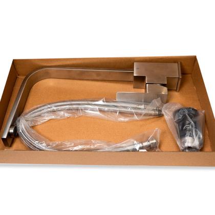 Imagem de Torneira Monocomando Cozinha Bancada Aço Escovado com Kit Instalação