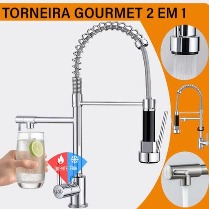 Imagem de Torneira Monocomando Cozinha de Bancada Cromada Gourmet Yab