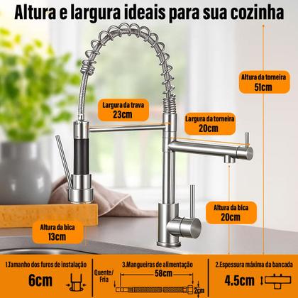 Imagem de Torneira Monocomando Cozinha de Bancada Cromada Gourmet Yab