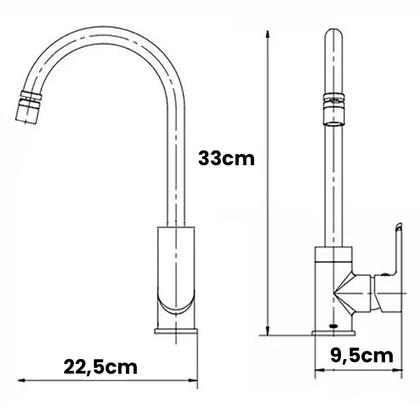 Imagem de Torneira Monocomando Giratória para Cozinha Gourmet Bancada Banheiro Bica Alta Pia Bancada Bico Aerador Misturador Modelo Escovada Inox Kit Instalação