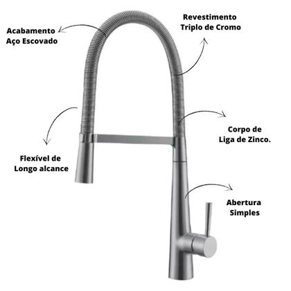 Imagem de Torneira Monocomando Gourmet Cozinha Spring Kitp015 Escovada