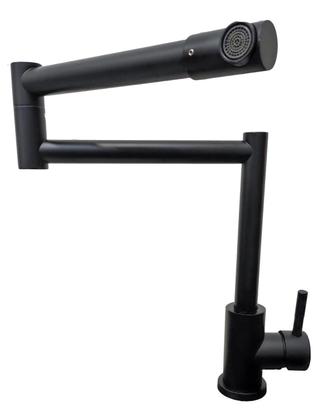 Imagem de Torneira Monocomando Inox Articulada Preta 360º Bancada 1/4