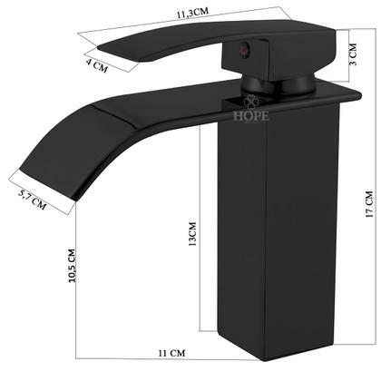 Imagem de Torneira Monocomando Preto Fosco para Banheiro Luxo de Mesa em Metal Bica Alta para Lavatório, Pia e Cuba