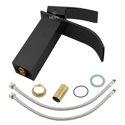 Imagem de Torneira Monocomando Preto Fosco para Banheiro Luxo de Mesa em Metal Bica Alta para Lavatório, Pia e Cuba