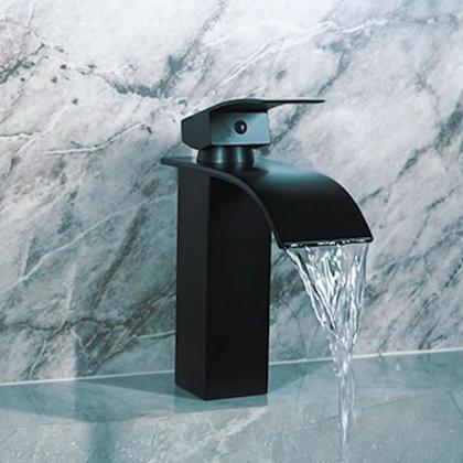 Imagem de Torneira Monocomando Preto Fosco para Banheiro Luxo de Mesa em Metal Bica Alta para Lavatório, Pia e Cuba