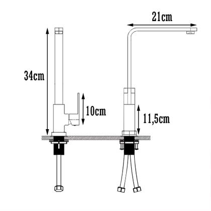 Imagem de Torneira Para Banheiro Cozinha Gourmet Pia Bica Alta Aço Inoxidável Misturador Água Quente e Fria Giro